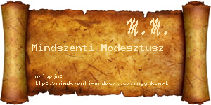 Mindszenti Modesztusz névjegykártya